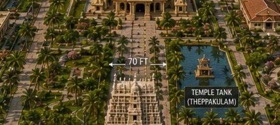 Rajagopuram and temple tank rendering